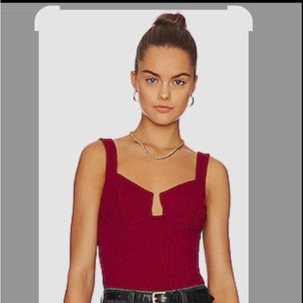 NWT ASTR Aria Burgundy Bustier Cut Out Bodysuit